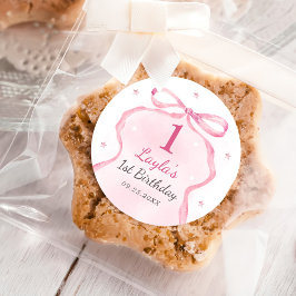 Pink Bow Boutique 1e verjaardagsfeestje Ronde Sticker
