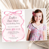 Pink Bow Boutique 2e Verjaardag Party Foto Kaart