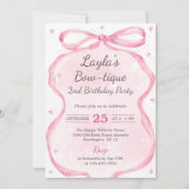 Pink Bow Boutique 2e verjaardagsfeest Kaart (Voorkant)
