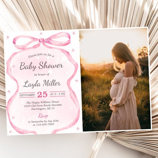Pink Bow Boutique Baby shower Foto Kaart