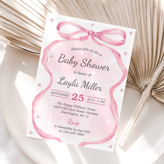 Pink Bow Boutique Baby shower Kaart