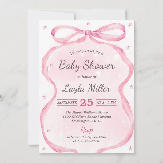 Pink Bow Boutique Baby shower Kaart (Voorkant)