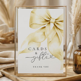 Pink Bow Bridal Shower Cards & Gifts Table Sign Poster