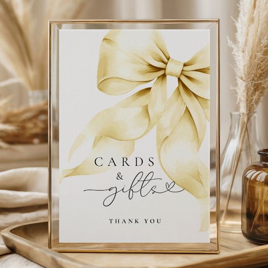 Pink Bow Bridal Shower Cards & Gifts Table Sign Poster