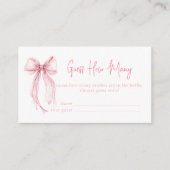 Pink Bow Bridal Shower Guess How Many Game Informatiekaartje (Voorkant)