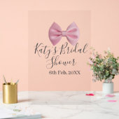Pink bow bridal shower name date pastel stylish te acryl bord (Huwelijk)