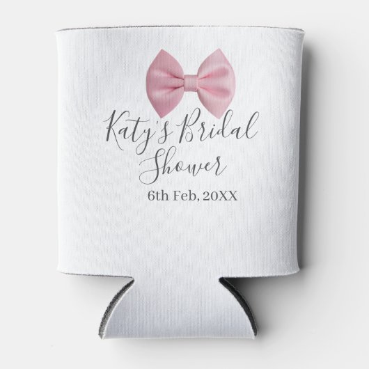 Pink bow bridal shower name date pastel stylish te blikjeskoeler (Voorkant)