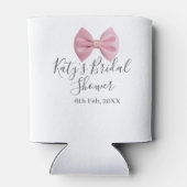 Pink bow bridal shower name date pastel stylish te blikjeskoeler (Achterkant)