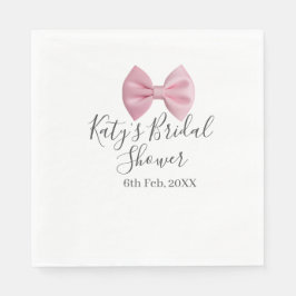 Pink bow bridal shower name date pastel stylish te servet