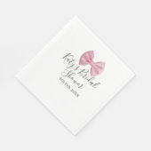 Pink bow bridal shower name date pastel stylish te servet (Hoek)