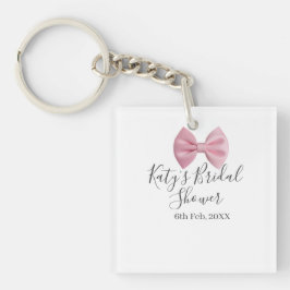 Pink bow bridal shower name date pastel stylish te sleutelhanger