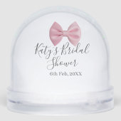 Pink bow bridal shower name date pastel stylish te sneeuwbol (Achterkant)