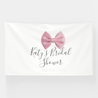 Pink bow bridal shower name date pastel stylish te spandoek