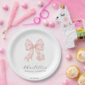 Pink Bow Bridal Shower Papieren Bordje (Feest)
