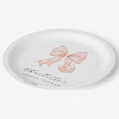 Pink Bow Bridal Shower Papieren Bordje (Gekanteld)