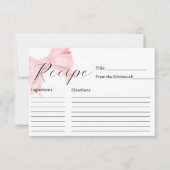 Pink Bow Bridal Shower Recipe Card Bedankkaart (Voorkant)
