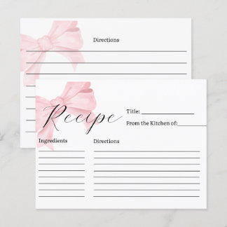 Pink Bow Bridal Shower Recipe Card Briefkaart