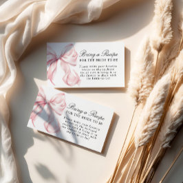 Pink Bow Bridal Shower Recipe Request Informatiekaartje