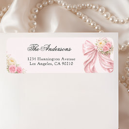 Pink Bow Bridal Shower Return Address Label