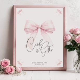 Pink Bow Bridal Shower Sign Poster