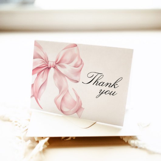 Pink Bow Bridal Shower Thank You Card Bedankkaart