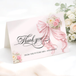 Pink Bow Bridal Shower Thank You Card Bedankkaart