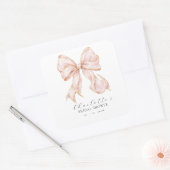 Pink Bow Bridal Shower Vierkante Sticker (Envelop)