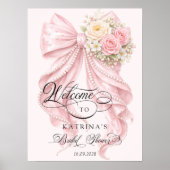 Pink Bow Bridal Shower Welcome  Poster (Voorkant)