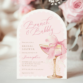 Pink Bow Brunch Bubbly Arch Vrijgezellenfeest Kaart