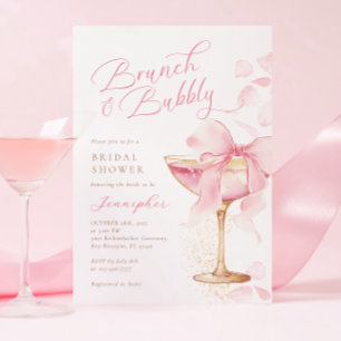 Pink Bow Brunch en Bubbly Vrijgezellenfeest Kaart