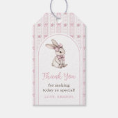Pink Bow Bunny Vintage Rabbit 1st Birthday Cadeaulabel (Voorkant)
