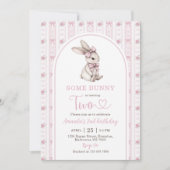 Pink Bow Bunny Vintage Rabbit 2nd Birthday Kaart (Voorkant)