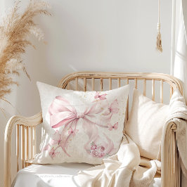 Pink Bow Butterflies Photo Kussen