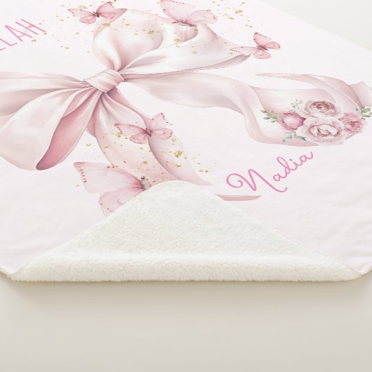 Pink Bow Butterflies Sherpa Deken (3/4)