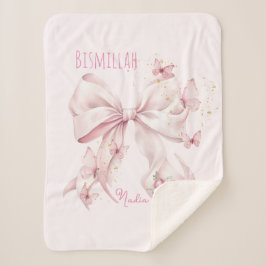 Pink Bow Butterflies Sherpa Deken
