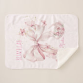 Pink Bow Butterflies Sherpa Deken (Voorkant (horizontaal))