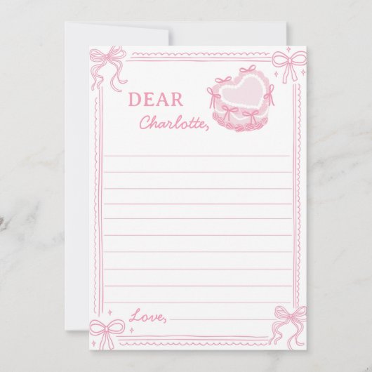 Pink Bow Cake Time Capsule Opmerking Bericht Kaart (Voorkant)