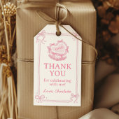 Pink Bow Cake Verjaardagsfeest Dank u Cadeaulabel