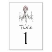 Pink Bow Chandelier Sketch Table Number Kaart (Voorkant)
