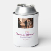 Pink bow cheers to 50 years anniversary wedding  blikjeskoeler (Blikje Voorkant)