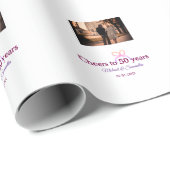 Pink bow cheers to 50 years anniversary wedding  cadeaupapier (Rol Hoek)