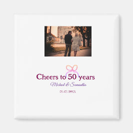 Pink bow cheers to 50 years anniversary wedding  magneet