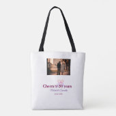 Pink bow cheers to 50 years anniversary wedding tote bag (Achterkant)