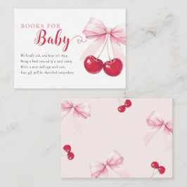 Pink Bow Cherries Books for Baby Card Informatiekaartje