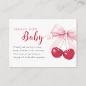 Pink Bow Cherries Books for Baby Card Informatiekaartje (Voorkant)