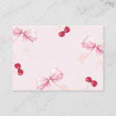 Pink Bow Cherries Diaper Raffle Card Informatiekaartje (Achterkant)