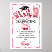 Pink Bow Cherries Graduation Shirley Drink Bar Poster (Voorkant)
