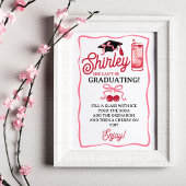 Pink Bow Cherries Graduation Shirley Drink Bar Poster