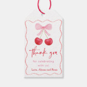 Pink Bow Cherry Baby shower Bedankt Cadeaulabel (Voorkant)