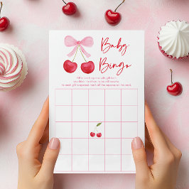 Pink Bow Cherry Baby shower Bingo spel